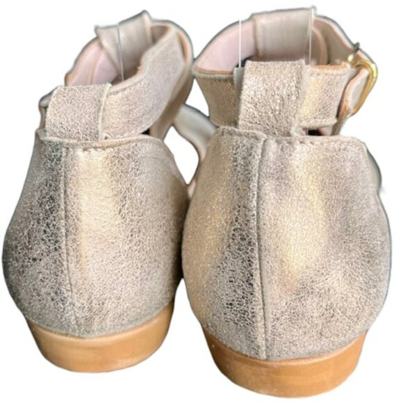 Sundance Shimmer Gold Closed Toe Ankle Wrap Sandals - Gold/Nude - 40 - Picture 4 of 9